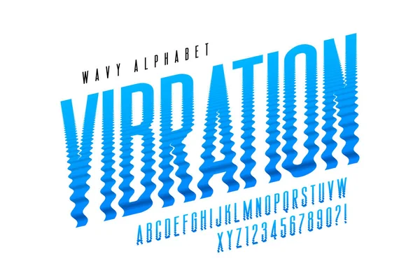 Distorted Bright Light Characters Retro Futuristic Original Type Wavy Alphabet — Stock Vector