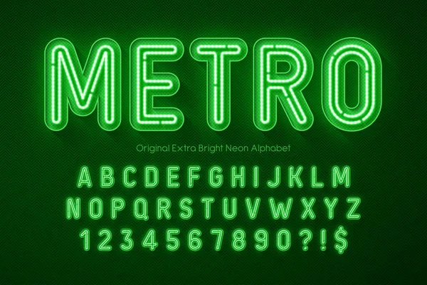 Neon Licht Alfabet Retro Futuristisch Origineel Type Kleurregeling Van Het — Stockvector