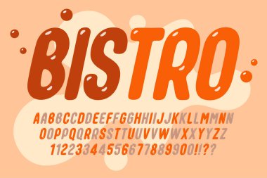 Oyuncu, orijinal çift harfli alfabe dizaynı, renkli, yazı karakteri. Vektör çizimi, dekoratif yazı seti. 12 derece eğri