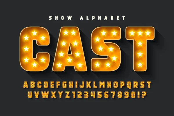 Retro Cinema Alphabet Design Cabaret Led Lamps Letters Numbers Original Grafika Wektorowa