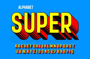 Trendy Bubble comical alphabet design, colorful, typeface. Vector illustration, decorative typeset. clipart