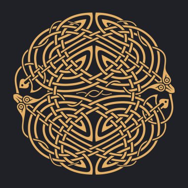 Kelt geleneksel düğümü. Geometrik etnik süs tasarımı. Vektör illüstrasyonu