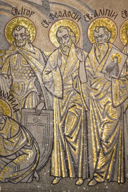 Beautiful golden mosaics with Christian saints