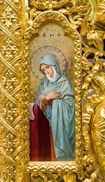 Icona Della Vergine Maria Dal Complotto Dell Annunciazione Sulla Porta — Foto Stock