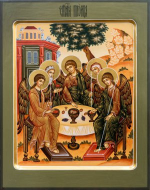 Kutsal Üçlü 'nün Rus Ortodoks simgesi Mamre Oak' ta hayalet.