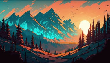 Bir insan, arkasında günbatımı olan bir dağın önünde durur..