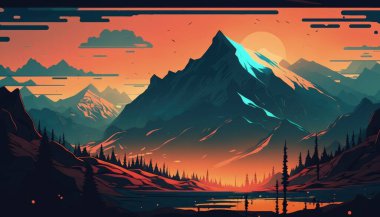 Bir insan, arkasında günbatımı olan bir dağın önünde durur..