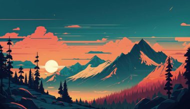 Bir insan, arkasında günbatımı olan bir dağın önünde durur..