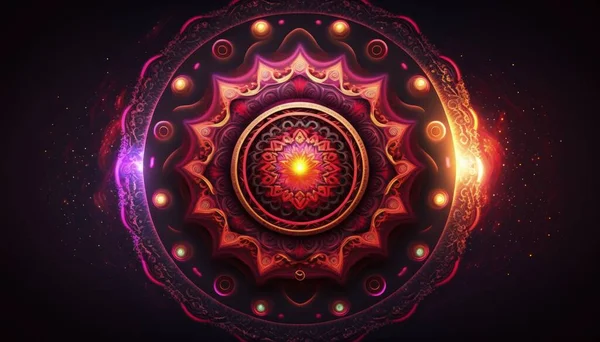 Energia Mandala Rosso Yoga Orientale Chakra Astratto — Foto Stock