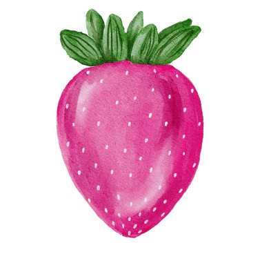 suluboya çilek, beyaz arka planda elle boyanmış.