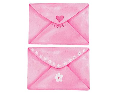 suluboya sevgililer günü, zarf ve yay, beyaz bir arka planda izole