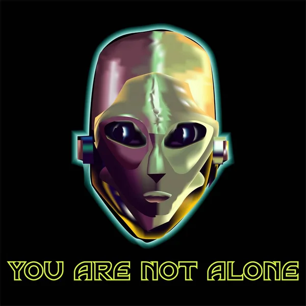 Nie Jesteś Alone Alien Ufo Invasion Theme Vector Ilustracja — Wektor stockowy