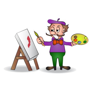 Painter Artist Cartoon Vector Illustration
