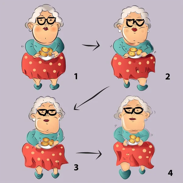 Grandma Carrying Plate Cookies Walk Animation Sprite Set — Vector de stock