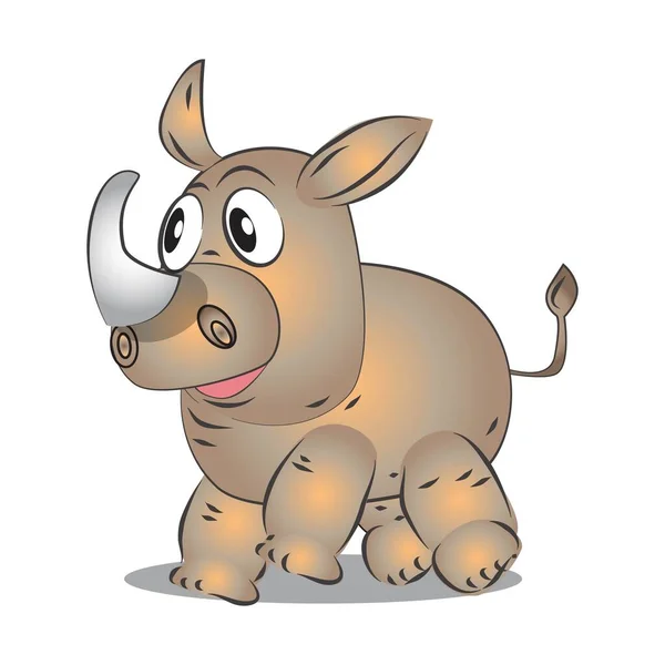 Cute Rhino Cartoon Character Vector Illustration — Stock Vector