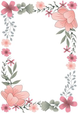 Çiçek Dekoratif Süsleme Çerçevesi ve Kenarlık Vektörü