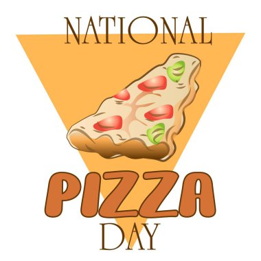 Ulusal Pizza Günü İşareti ve Rozet Vektörü