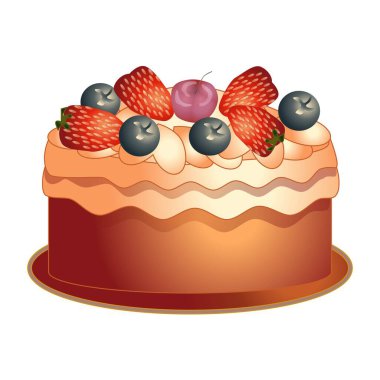 Meyveli Kek Vektörü İllüstrasyonu