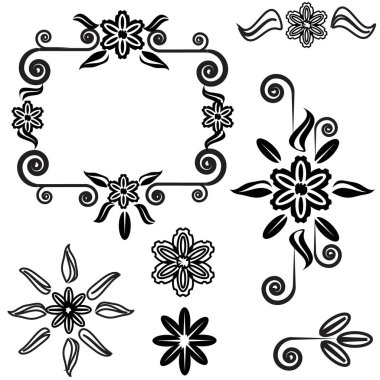 Çiçek Süsleme Vektörü İllüstrasyon ve Tasarım Elementleri