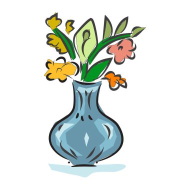 Çiçek Vazo Vektörü İllüstrasyonu