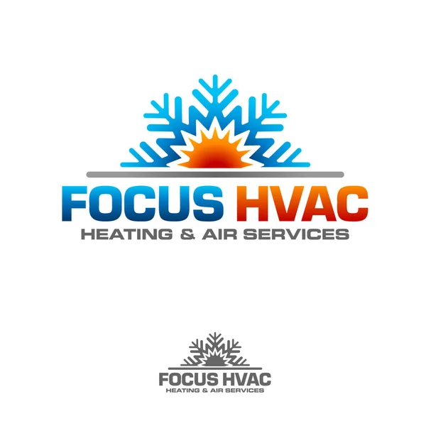 Sun and snowflake symbol For Residential Heating Cooling HVAC Logo Design Concept