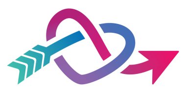 Kalbi oluşturan oklar. Web ve uygulama logosu simgesi için ilişki sembolü randevusu.