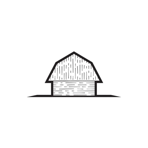 Wood Barn Farm Minimalist Vintage Retro Line Art Logo Design — Stockový vektor