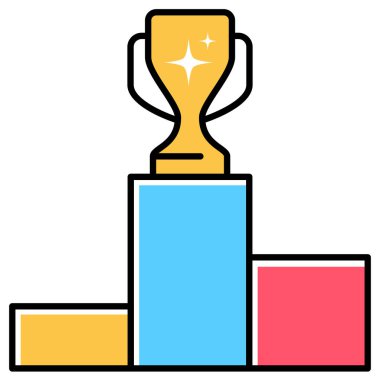 Kupa ikonuyla kazanan podyum. Rekabetin sembolü.