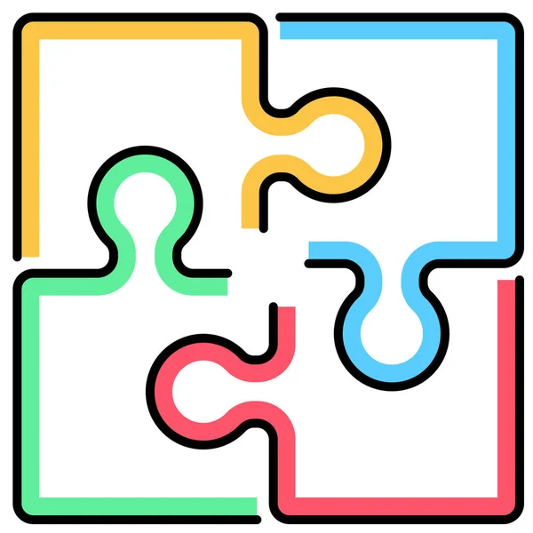 Puzzle Pieces Icon Outline Vector Icon Editable Strokes — Stock Vector