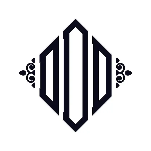 ロゴD ロンバスモノグラム 3文字アルファベットフォントロゴのロゴタイプ刺繍 — ストックベクタ