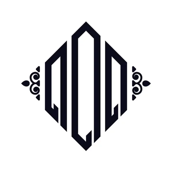 ロゴQ ロンボスモノグラム 3文字アルファベットフォントロゴのロゴタイプ刺繍 — ストックベクタ