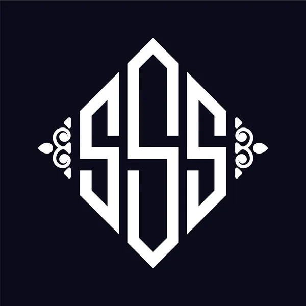 ロゴS ロンバスモノグラム 3文字アルファベットフォントロゴのロゴタイプ刺繍 — ストックベクタ