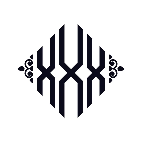 ロゴX ロンバスモノグラム 3文字アルファベットフォントロゴのロゴタイプ刺繍 — ストックベクタ