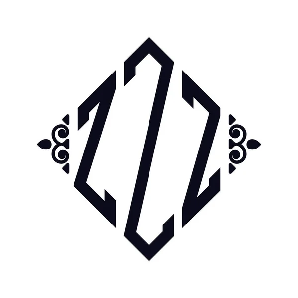 ロゴZ ロンボスモノグラム 3文字アルファベットフォントロゴのロゴタイプ刺繍 — ストックベクタ