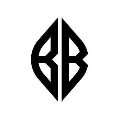 Logo B Eğri Rhombus Genişletilmiş Monogram 2 Harf Yazı Tipi Logosu İşlemesi