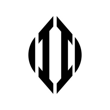 Logo I Eğri Rhombus Genişletilmiş Monogram 2 Harf Yazı Tipi Logo İşlemesi