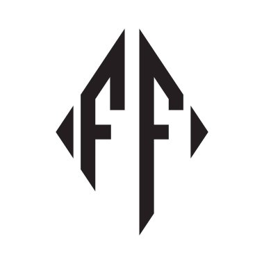F Logosu Yoğunlaştırılmış Rhombus Monogramı 2 Harf Yazı Tipi Logosu İşlemesi