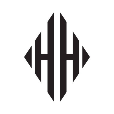Logo H Yoğunlaştırılmış Rhombus Monogramı 2 Harf Yazı Tipi Logosu İşlemesi