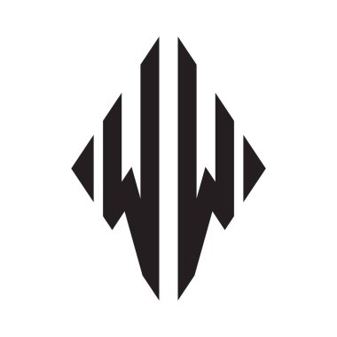 Logo W Yoğunlaştırılmış Rhombus Monogramı 2 Harf Yazı Tipi Logosu İşlemesi