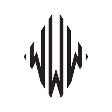 Logo W Yoğunlaştırılmış Rhombus Monogramı 3 Harf Yazı Tipi Logosu İşlemesi