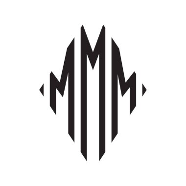Logo M Yoğunlaştırılmış Rhombus Monogramı 3 Harf Yazı Tipi Logosu İşlemesi