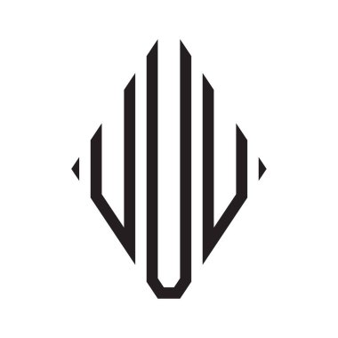 Logo U Yoğunlaştırılmış Rhombus Monogramı 3 Harf Yazı Tipi Logosu İşlemesi