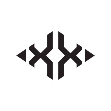 Logo X Rhombus Genişletilmiş Monogram 2 Harf Yazı Tipi Logosu Nakış