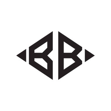 Logo B Rhombus Genişletilmiş Monogram 2 Harf Yazı Tipi Logosu Nakış