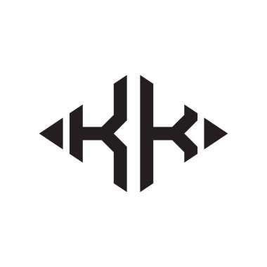 Logo K Rhombus Genişletilmiş Monogram 2 Harf Yazı Tipi Logosu Nakış