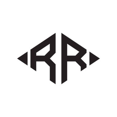 Logo R Rhombus Genişletilmiş Monogram 2 Harf Yazı Tipi Logosu Nakış