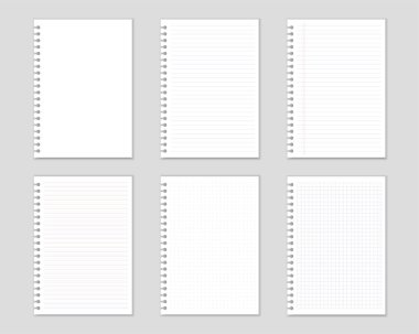 Beyaz kağıtları hazırla. Boş kareler ve çizgili kağıtlar mesajınız için hazır. Vektör illüstrasyonu.