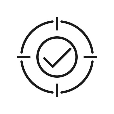 Dart hedef simgesi simgesini işaretle. Kalite denetimi illüstrasyonu.