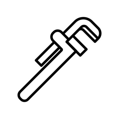 Boru anahtarı simgesi. Tesisat hizmeti aygıtı çizimi.