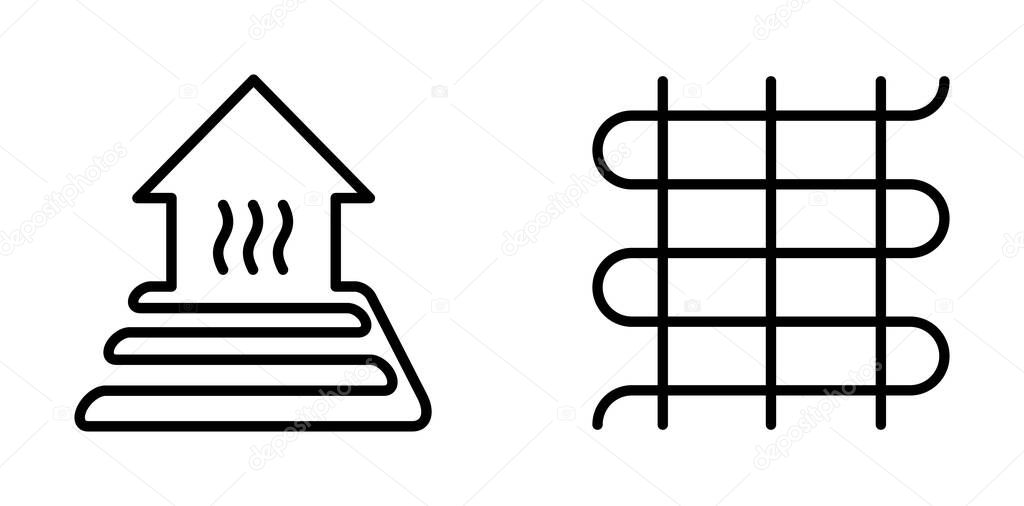 Wood heating icon. Under floor heating system illustration